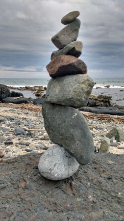rock stack on Pacific beach Mexico by Brenna Busse